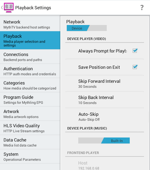 Playback Settings